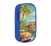 WPUTY Island of Cuba Trousse à crayons de grande capacité avec double couche pour étudiants, enseignants, adultes Noir, bleu, Taille unique, Cartable