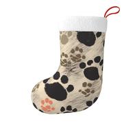 WPUTY Lot de 2 bas de Noël imprimés pattes de chien - Sacs à friandises - Décorations de Noël - Cadeaux pour sapin de Noël - Décoration de fête de famille