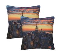 WPUTY Lot de 2 housses de coussin en fourrure imprimées de New York City - 55 x 55 cm - Avec décoration moderne - Pour canapé, lit, bureau