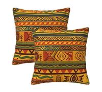 WPUTY Lot de 2 housses de coussin imprimées avec motifs nationaux africains, 40 x 40 cm, taies d'oreiller modernes pour voiture, bureau, maison et chambre à coucher