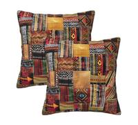 WPUTY Lot de 2 housses de coussin modernes en textile africain - 40 x 40 cm - Pour voiture, bureau, maison et chambre à coucher