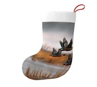 WPUTY Lot de 3 chaussettes de Noël imprimées avec motif de canard sauvage - Décorations de Noël - Cadeaux pour sapin de Noël - Décoration de fête de famille