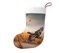 WPUTY Lot de 4 chaussettes de Noël imprimées en forme de canard sauvage - Décorations de Noël - Cadeaux pour sapin de Noël - Décoration de fête de famille