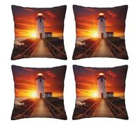 WPUTY Lot de 4 housses de coussin imprimées avec coucher de soleil au bord de la mer, 40 x 40 cm, taies d'oreiller modernes toutes saisons pour voiture, bureau, maison et chambre à coucher