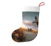 WPUTY Lot de 6 chaussettes de Noël imprimées avec motif de canards sauvages volants pour décoration de Noël, cadeaux pour sapin de Noël, décoration de fête de famille