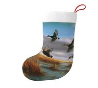 WPUTY Lot de 8 chaussettes de Noël imprimées avec motif de canards sauvages - Décorations de Noël - Cadeaux pour sapin de Noël - Décoration de fête de famille