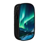 WPUTY Northern Lights Trousse à crayons de grande capacité avec imprimé noir double couche pour étudiants, enseignants, adultes, Noir , Taille unique, Cartable