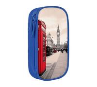 WPUTY Red Phone Booth London Street Trousse à crayons de grande capacité avec double couche pour étudiants, enseignants, adultes, bleu, Taille unique, Cartable