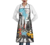 WPUTY Tablier de cuisine imprimé hiboux sur branches d'arbre avec poche, tablier de jardinage imperméable et réglable pour chef homme femme, Amour de New York, taille unique