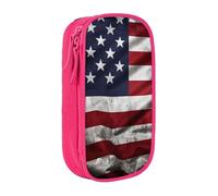 WPUTY Trousse à crayons de grande capacité avec drapeau du 4 juillet - Noir - Double couche - Organiseur de papeterie - Trousse de maquillage et de maquillage pour étudiants, enseignants, adultes,