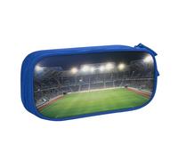 WPUTY Trousse à crayons de grande capacité avec impression de champ de football Satdium - Noir - Double couche - Pour l'école, le bureau, les voyages, bleu, Taille unique, Cartable