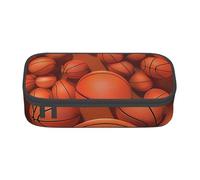 WPUTY Trousse à crayons de grande capacité avec imprimé basket-ball orange pour bureau, voyage, école, Noir , Taille unique, Cartable