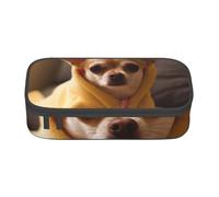 WPUTY Trousse à crayons de grande capacité avec imprimé Chihuahua déprimé - Trousse à crayons - Trousse de maquillage pour bureau, voyage, école, Noir , Taille unique, Cartable