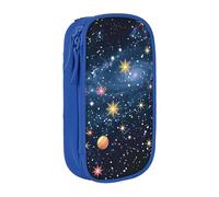 WPUTY Trousse à crayons de grande capacité avec imprimé constellation étoiles, galaxies, noir, double couche, trousse de maquillage pour étudiants, enseignants, adultes, bleu, Taille unique, Cartable