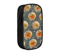 WPUTY Trousse à crayons de grande capacité avec imprimé coquetier, nouilles et ramen, noir, double couche, trousse de maquillage pour étudiants, enseignants, adultes, Noir , Taille unique, Cartable