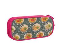 WPUTY Trousse à crayons de grande capacité avec imprimé coquetier nouilles ramen noir double couche pour l'école, le bureau, les voyages, rose, Taille unique, Cartable