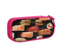 WPUTY Trousse à crayons de grande capacité avec imprimé crevettes japonaises - Noir - Double couche - Organiseur de papeterie - Trousse de maquillage pour l'école, le bureau, les voyages, rose, Taille