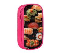 WPUTY Trousse à crayons de grande capacité avec imprimé crevettes japonaises - Noir - Double couche - Trousse de maquillage et de maquillage pour étudiants, enseignants, adultes, rose, Taille unique,