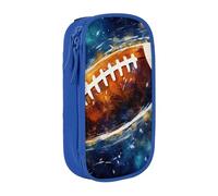 WPUTY Trousse à crayons de grande capacité avec imprimé de football américain - Noir - Double couche - Trousse de maquillage et de maquillage pour étudiants, enseignants, adultes, bleu, Taille unique,