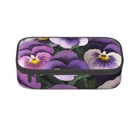 WPUTY Trousse à crayons de grande capacité avec imprimé de pensées et de fleurs, trousse de papeterie, trousse de maquillage pour bureau, voyage, école, Noir , Taille unique, Cartable