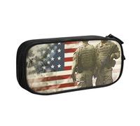 WPUTY Trousse à crayons de grande capacité avec imprimé de soldats militaires américains - Noir - Double couche - Pour l'école, le bureau, les voyages, Noir , Taille unique, Cartable