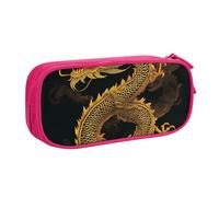 WPUTY Trousse à crayons de grande capacité avec imprimé dragon jaune doré chinois double couche pour l'école, le bureau, les voyages, rose, Taille unique, Cartable