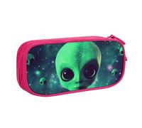 WPUTY Trousse à crayons de grande capacité avec imprimé extraterrestre vert - Noir - Double couche - Trousse de maquillage pour l'école, le bureau, les voyages, rose, Taille unique, Cartable