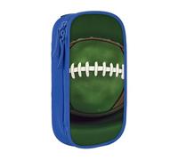 WPUTY Trousse à crayons de grande capacité avec imprimé football vert double couche pour étudiants, enseignants, adultes, bleu, Taille unique, Cartable