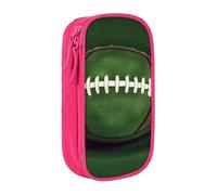 WPUTY Trousse à crayons de grande capacité avec imprimé football vert double couche pour étudiants, enseignants, adultes, rose, Taille unique, Cartable