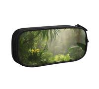 WPUTY Trousse à crayons de grande capacité avec imprimé forêt tropicale et jungle - Noir - Double couche - Pour l'école, le bureau, les voyages, Noir , Taille unique, Cartable