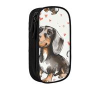 WPUTY Trousse à crayons de grande capacité avec imprimé « I Love My Dog Teckels » - Noir - Double couche - Trousse de maquillage pour étudiants, enseignants, adultes, Noir , Taille unique, Cartable
