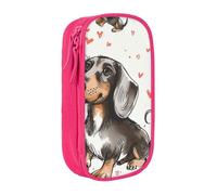 WPUTY Trousse à crayons de grande capacité avec imprimé « I Love My Dog Teckels » - Noir - Double couche - Trousse de maquillage pour étudiants, enseignants, adultes, rose, Taille unique, Cartable