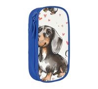 WPUTY Trousse à crayons de grande capacité avec imprimé « I Love My Dog Teckels » - Noir - Double couche - Trousse de maquillage pour étudiants, enseignants, adultes, bleu, Taille unique, Cartable