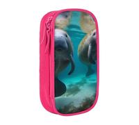 WPUTY Trousse à crayons de grande capacité avec imprimé lamantins des Antilles - Noir - Double couche - Trousse de maquillage et de maquillage pour étudiants, enseignants, adultes, rose, Taille