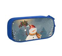 WPUTY Trousse à crayons de grande capacité avec imprimé Merry Christmas - Noir - Double couche - Pour l'école, le bureau, les voyages, bleu, Taille unique, Cartable