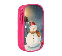 WPUTY Trousse à crayons de grande capacité avec imprimé Merry Christmas - Noir - Double couche - Trousse de maquillage et de maquillage pour étudiants, enseignants, adultes, rose, Taille unique,