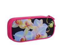 WPUTY Trousse à crayons de grande capacité avec imprimé orchidées - Noir - Double couche - Organiseur de papeterie - Trousse de maquillage pour l'école, le bureau, les voyages, rose, Taille unique,