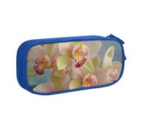 WPUTY Trousse à crayons de grande capacité avec imprimé orchidées - Noir - Double couche - Organiseur de papeterie - Trousse de maquillage pour l'école, le bureau, les voyages, bleu, Taille unique,