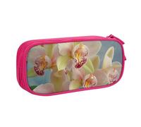 WPUTY Trousse à crayons de grande capacité avec imprimé orchidées - Noir - Double couche - Organiseur de papeterie - Trousse de maquillage pour l'école, le bureau, les voyages, rose, Taille unique,