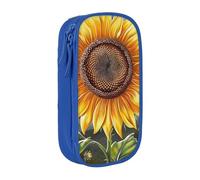 WPUTY Trousse à crayons de grande capacité avec imprimé tournesol « You are My Sunshine » - Noir - Double couche - Trousse de maquillage pour étudiants, enseignants, adultes, bleu, Taille unique,