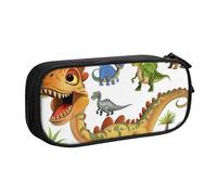 WPUTY Trousse à crayons de grande capacité avec motif de dinosaure - Noir - Double couche - Pour l'école, le bureau, les voyages, Noir , Taille unique, Cartable