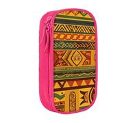 WPUTY Trousse à crayons de grande capacité avec motifs nationaux africains imprimés, noir double couche, trousse de maquillage et de maquillage pour étudiants, enseignants, adultes, rose, Taille