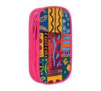 WPUTY Trousse à crayons de grande capacité avec motifs nationaux africains imprimés, noir double couche, trousse de maquillage et de maquillage pour étudiants, enseignants, adultes, rose, Taille