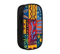 WPUTY Trousse à crayons de grande capacité avec motifs nationaux africains imprimés, noir double couche, trousse de maquillage et de maquillage pour étudiants, enseignants, adultes, Noir , Taille