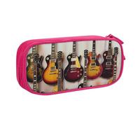 WPUTY Trousse à crayons de grande capacité imprimée de la collection guitare noire double couche organisateur papeterie trousse de maquillage pour l'école, le bureau, les voyages, rose, Taille unique,