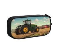 WPUTY Trousse à crayons de grande capacité imprimée Tractor Farm - Noir - Double couche - Organiseur de papeterie - Trousse de maquillage pour l'école, le bureau, les voyages, Noir , Taille unique,