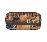 WPUTY Trousse à crayons en textile africain imprimé patchwork grande capacité pour bureau, voyage, école, Noir , Taille unique, Cartable
