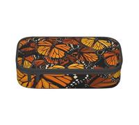 WPUTY Trousse à crayons Heaps of Orange Monarque Papillons Imprimés Grande Capacité Trousse à crayons Boîte à crayons Trousse de maquillage pour bureau, voyage, école, Noir , Taille unique, Cartable