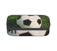 WPUTY Trousse à crayons imprimée ballon de football sur herbe de grande capacité pour bureau, voyage, école, Noir , Taille unique, Cartable
