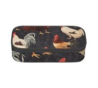 WPUTY Trousse à crayons imprimée coqs français de grande capacité, trousse de papeterie, trousse de maquillage pour bureau, voyage, école, Noir , Taille unique, Cartable
